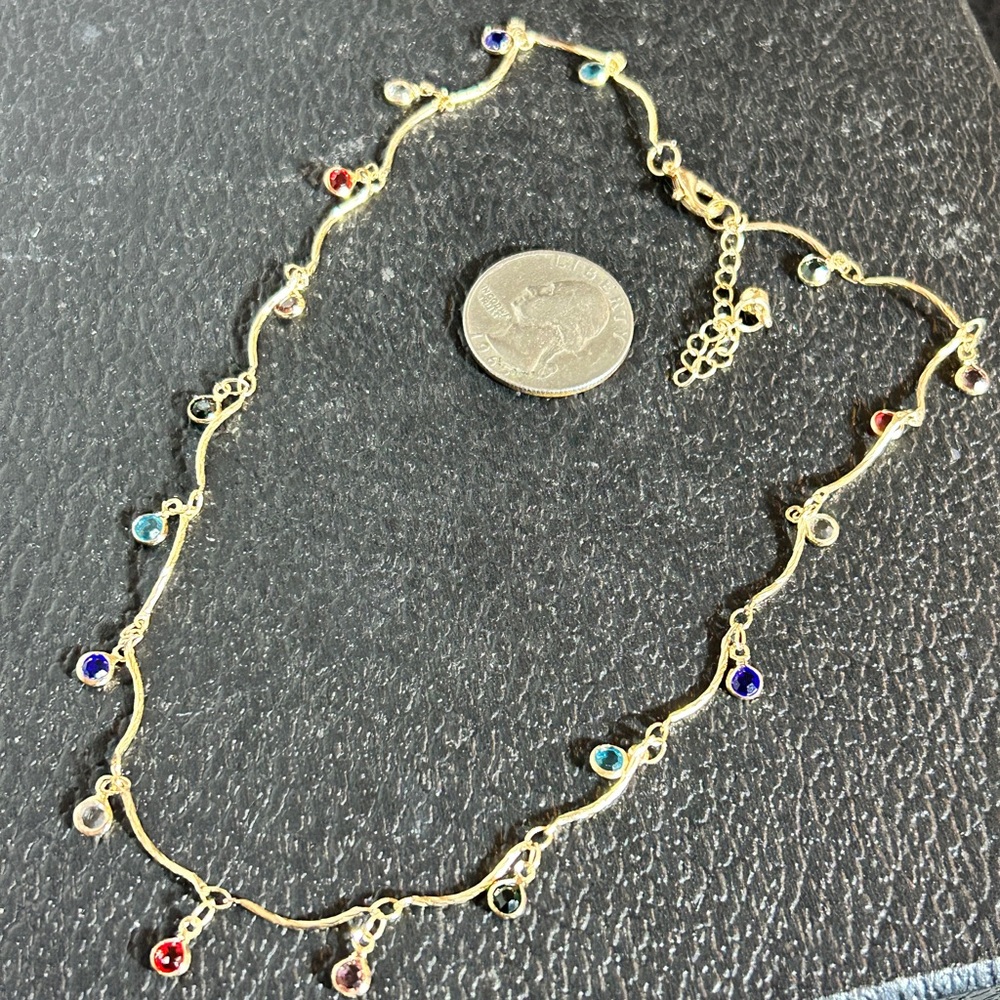 Nordstrom Gold Necklace with Delicate Chain and Colorful Beads